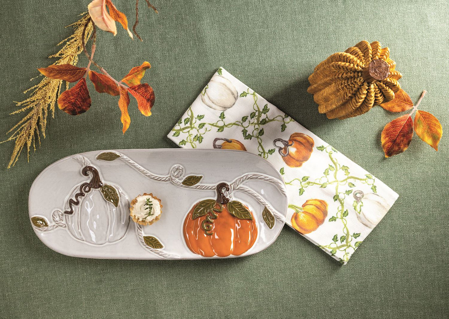 Pumpkin Vine Hostess Tray Set
