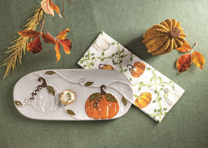 Pumpkin Vine Hostess Tray Set