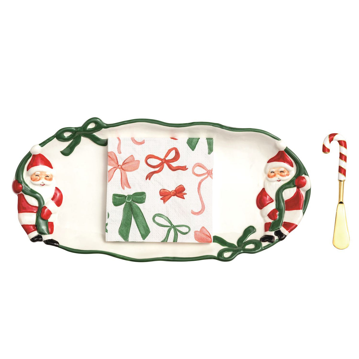 Bow Santa Tray Hostess Set