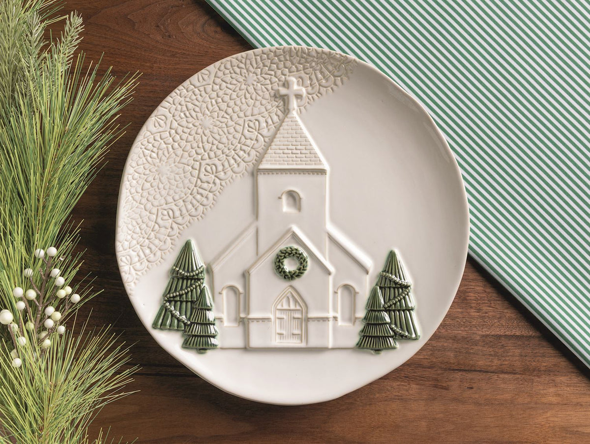 Pressed Christmas Church Platter
