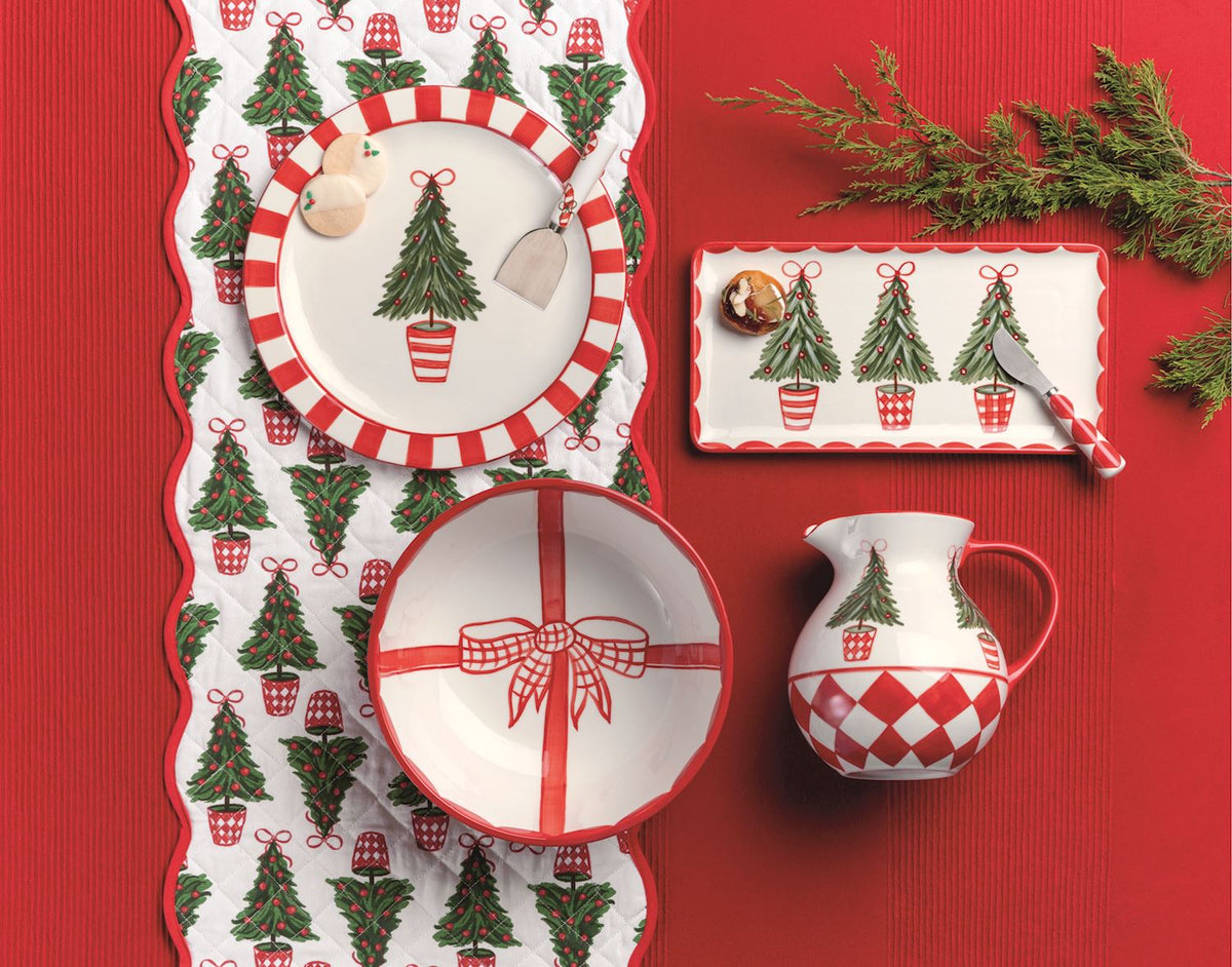 Christmas Tree Topiary Cookie Plate Set