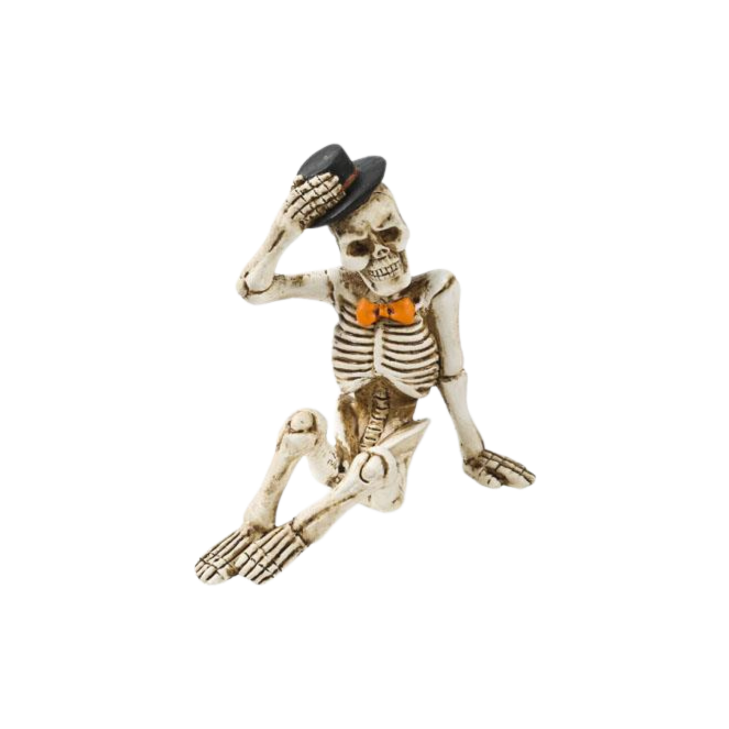 Sitting Resin Skeleton with Top Hat