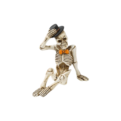 Sitting Resin Skeleton with Top Hat