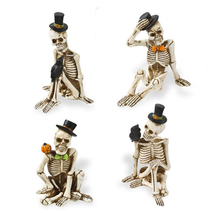Sitting Resin Skeleton with Top Hat
