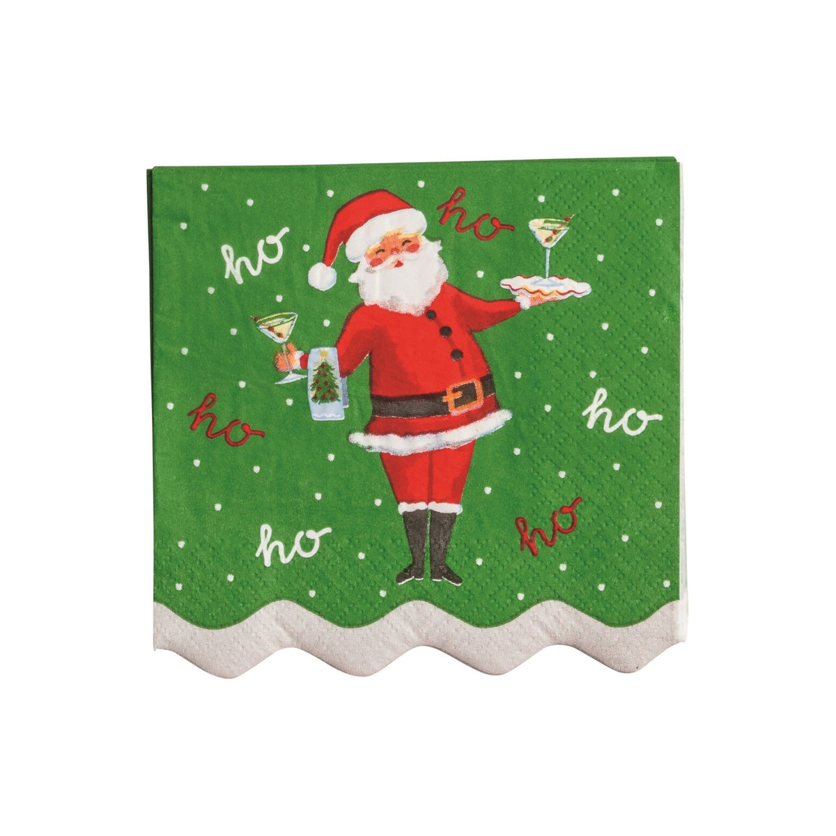 Holiday Bar Napkin Set - Santa Serving
