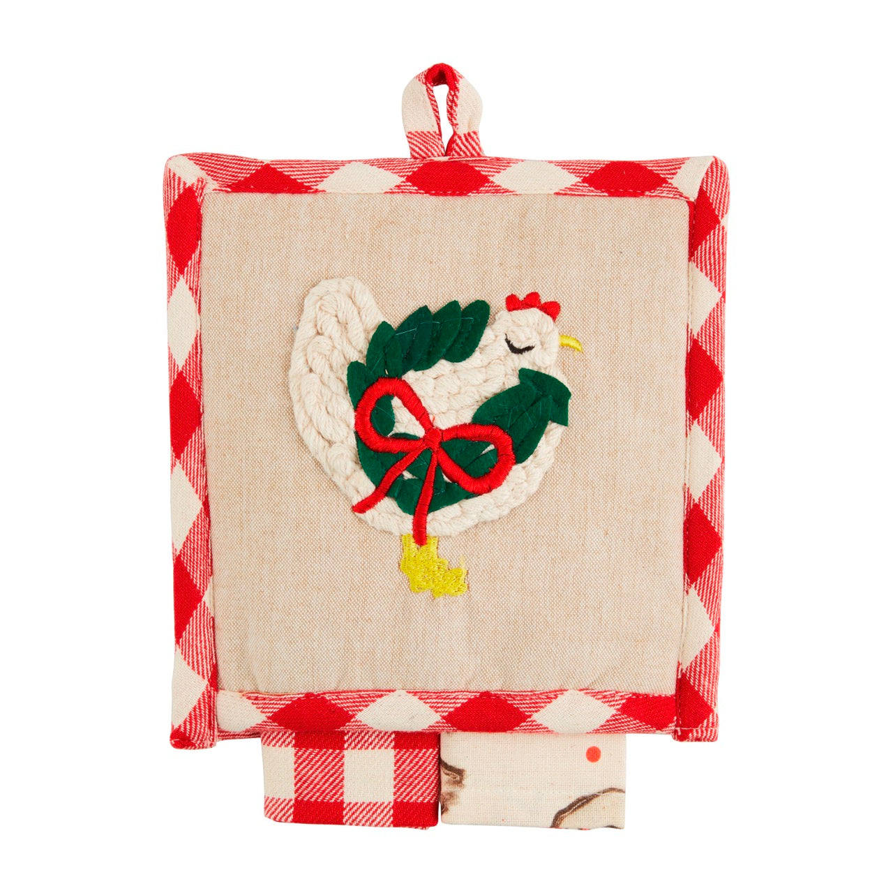 Farm Animal Pot Holder & Towel Set - Chicken