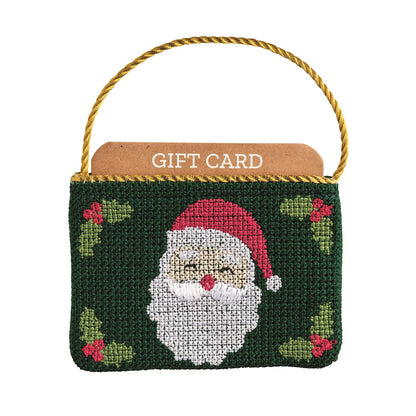 Santa Needlepoint Gift Card Pouch