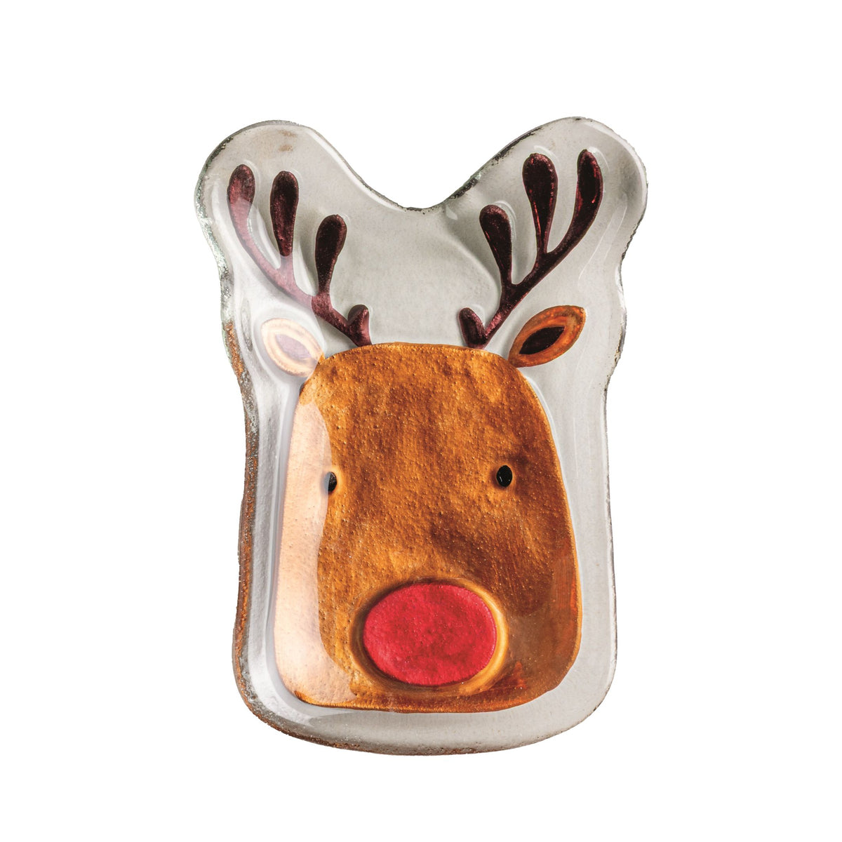 Christmas Glass Tidbit Plate - Reindeer