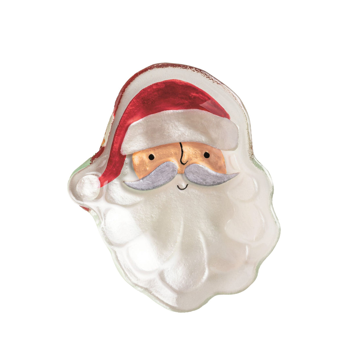 Christmas Glass Tidbit Plate - Santa
