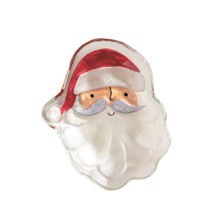Christmas Glass Tidbit Plate - Santa