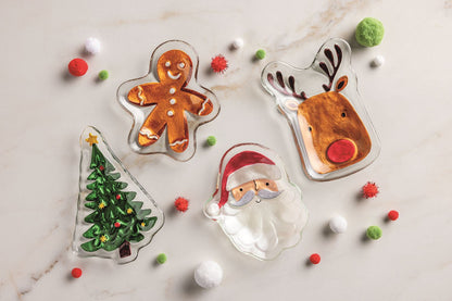 Christmas Glass Tidbit Plate - Gingerbread Man