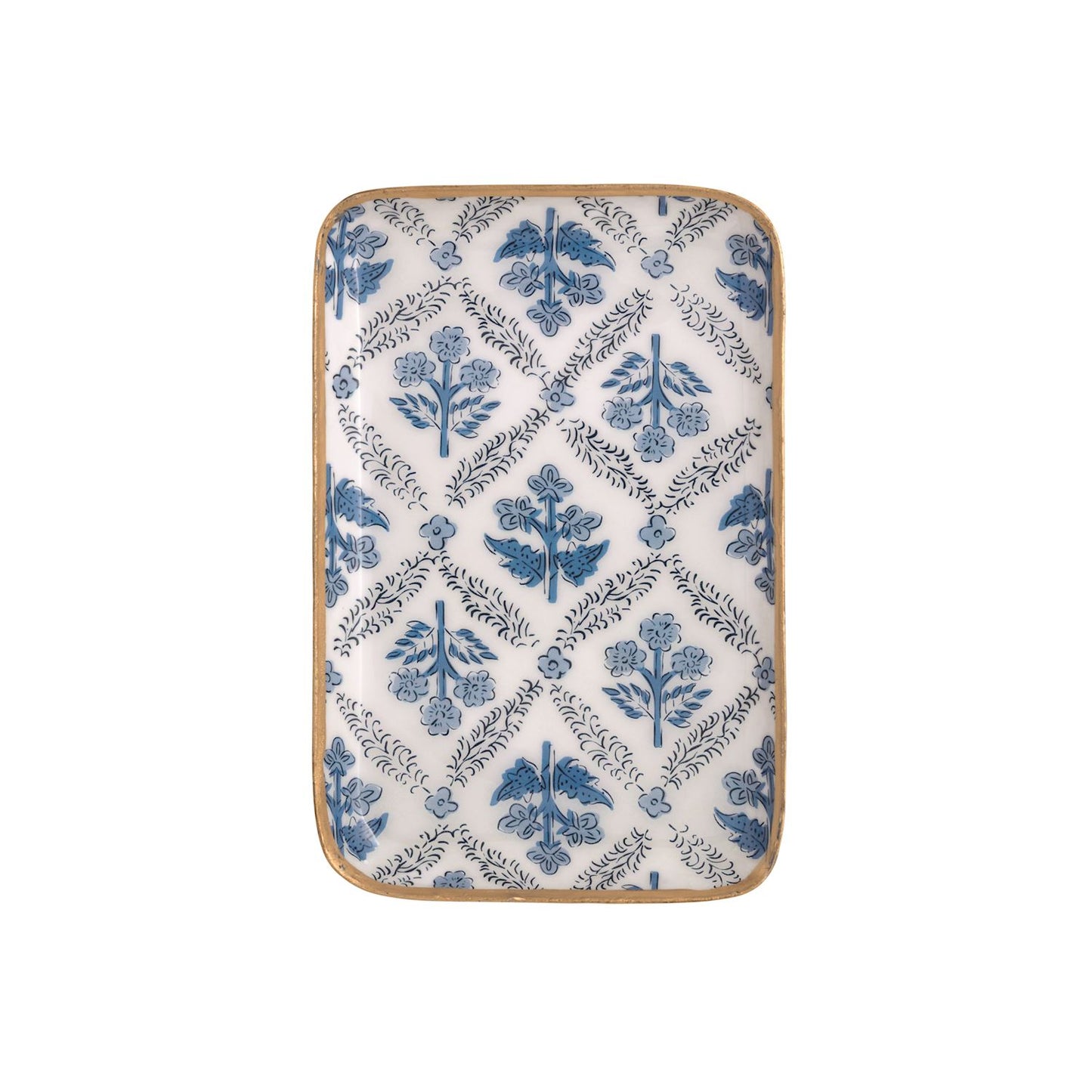 Blue Trinket Tray - Floral Vine