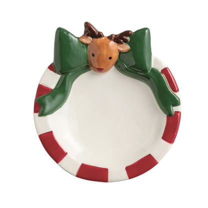 Reindeer Green Bow Trinket Dish