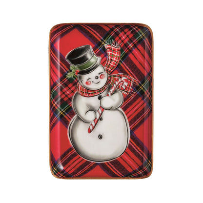 Snowman Tartan Tidbit Tray