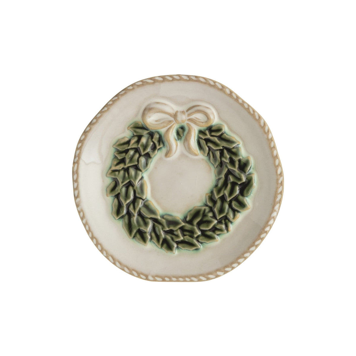 White Christmas Tidbit Plate - Wreath