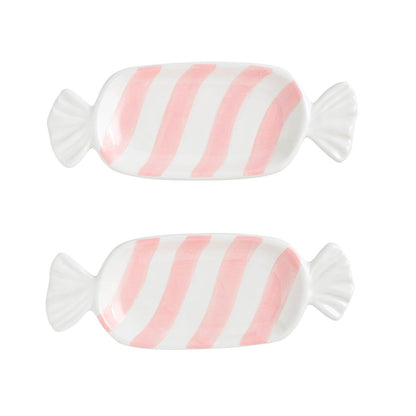 Pink Candy Tidbit Plate Set