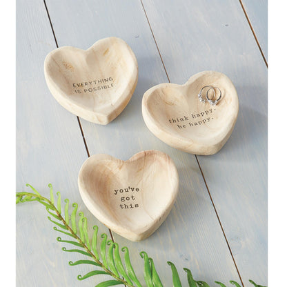 Heart Wood Trinket Tray - Think Happy