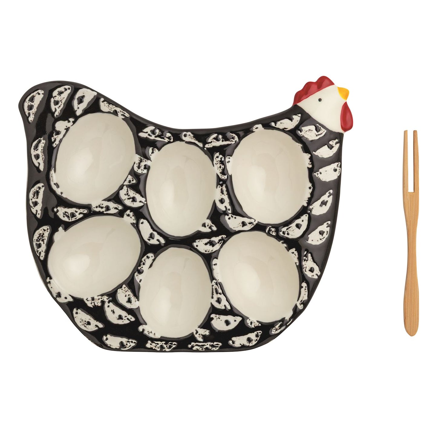 Mini Rooster Deviled Egg - Black