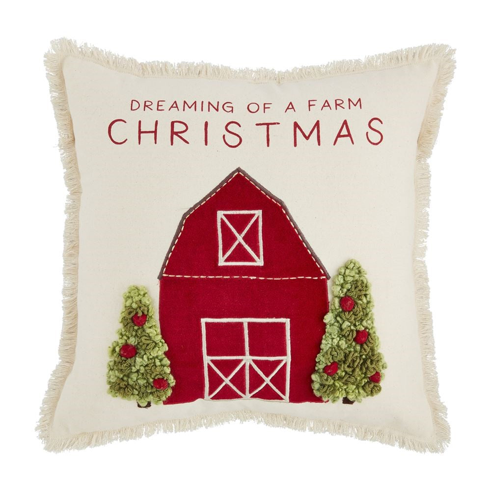 Christmas Throw Pillow - Barn