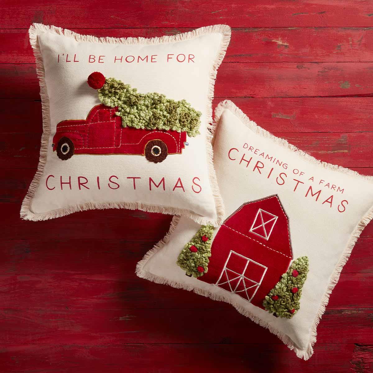 Christmas Throw Pillow - Barn