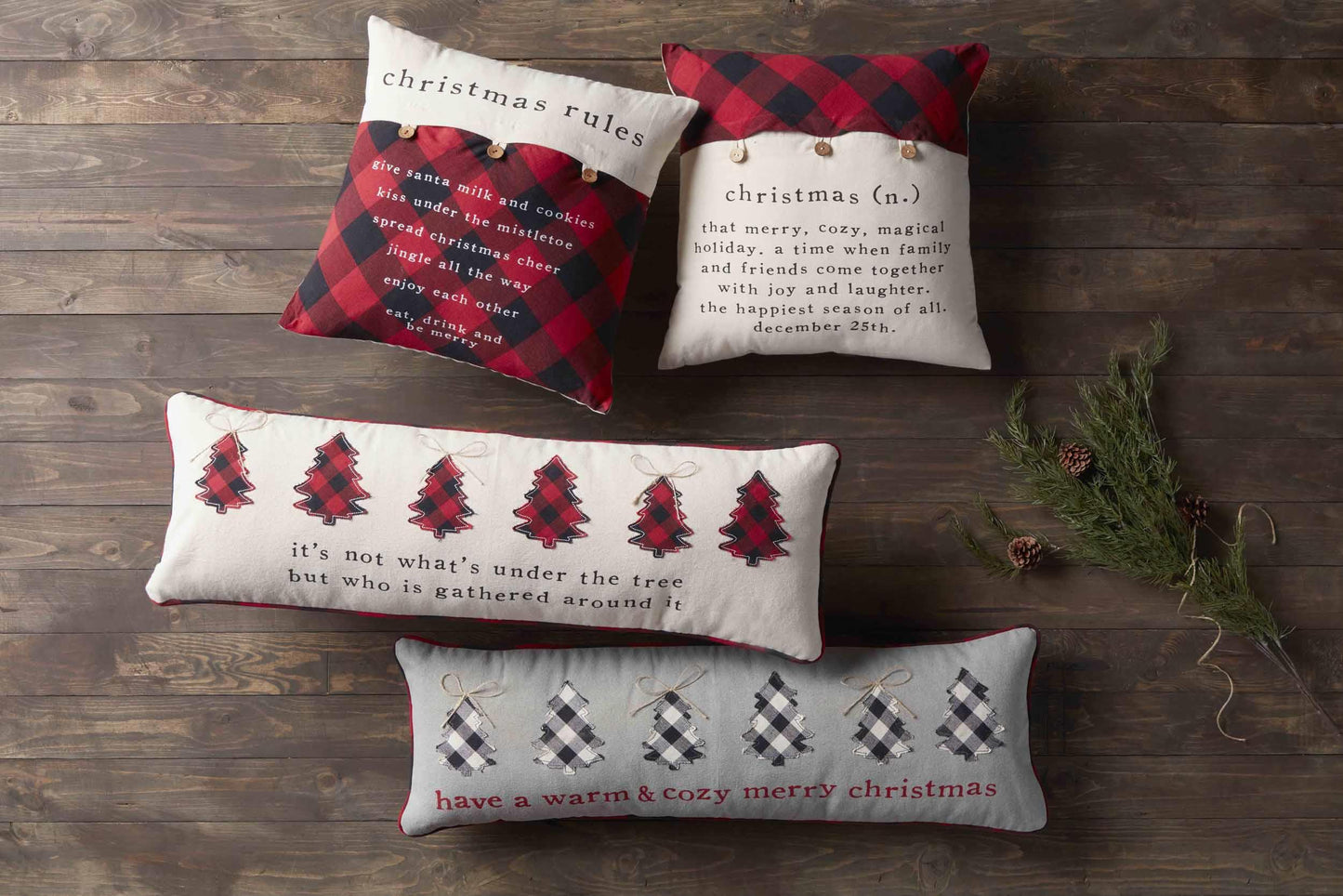 Check Button Pillow - Christmas Rules