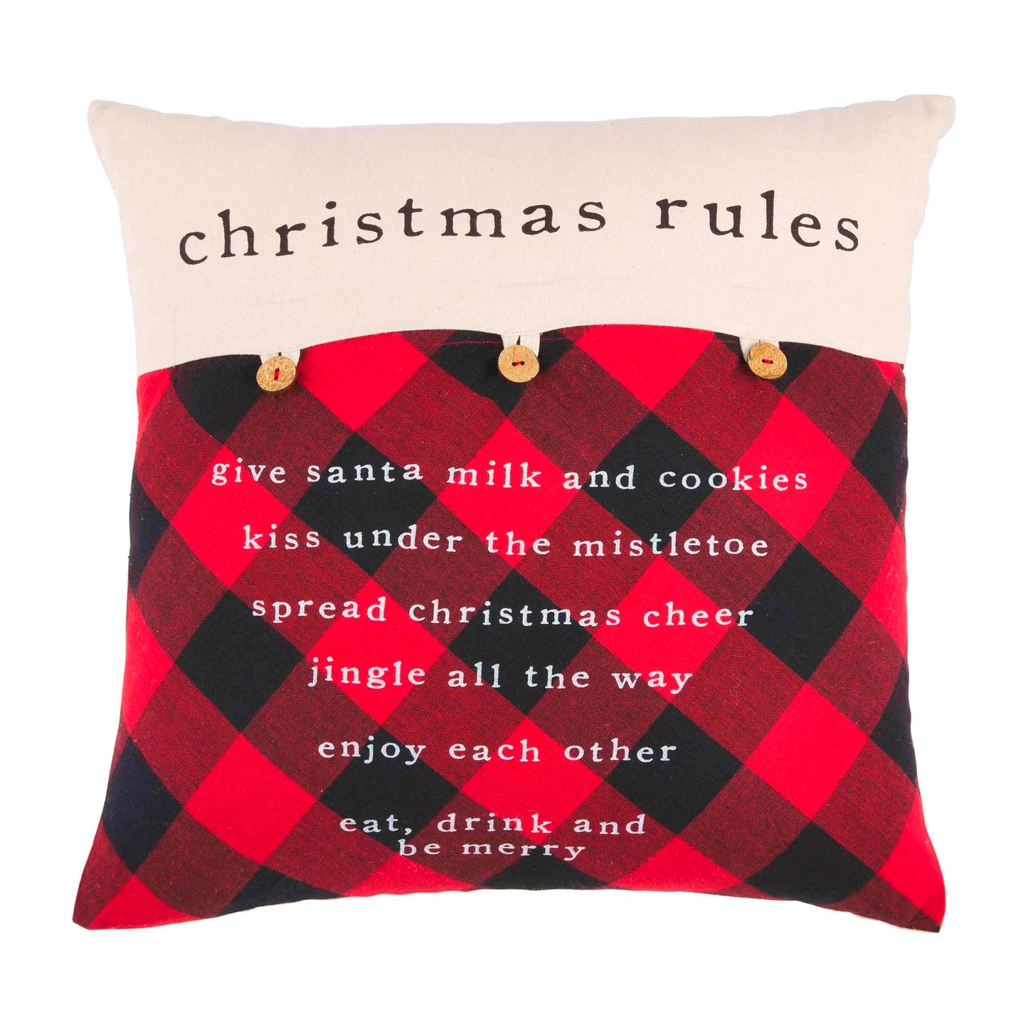 Check Button Pillow - Christmas Rules