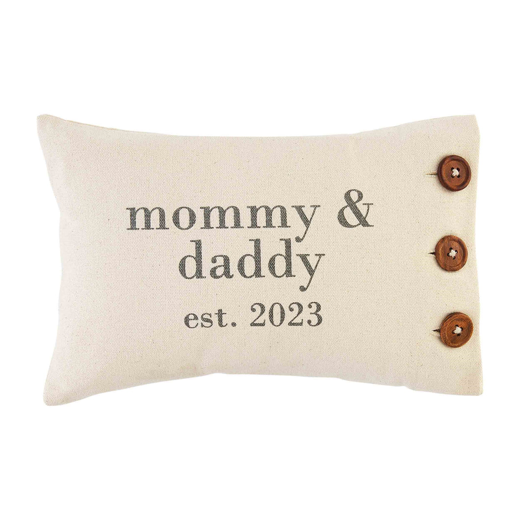 Mommy & Daddy Est. 2023 Pillow