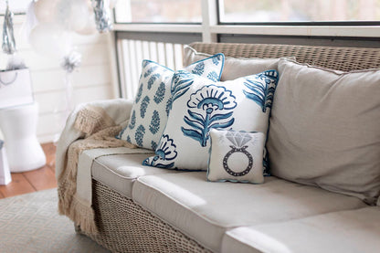 Large Block Print Square Throw Pillow