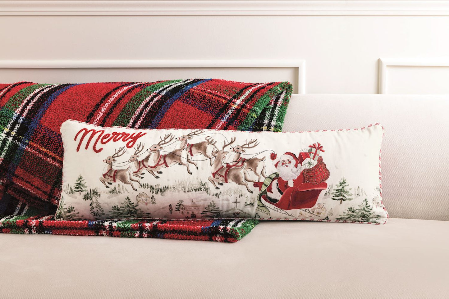 Santa Scene Christmas Pillow