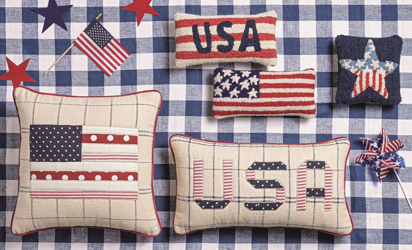 Americana Quilted Pillow - Flag