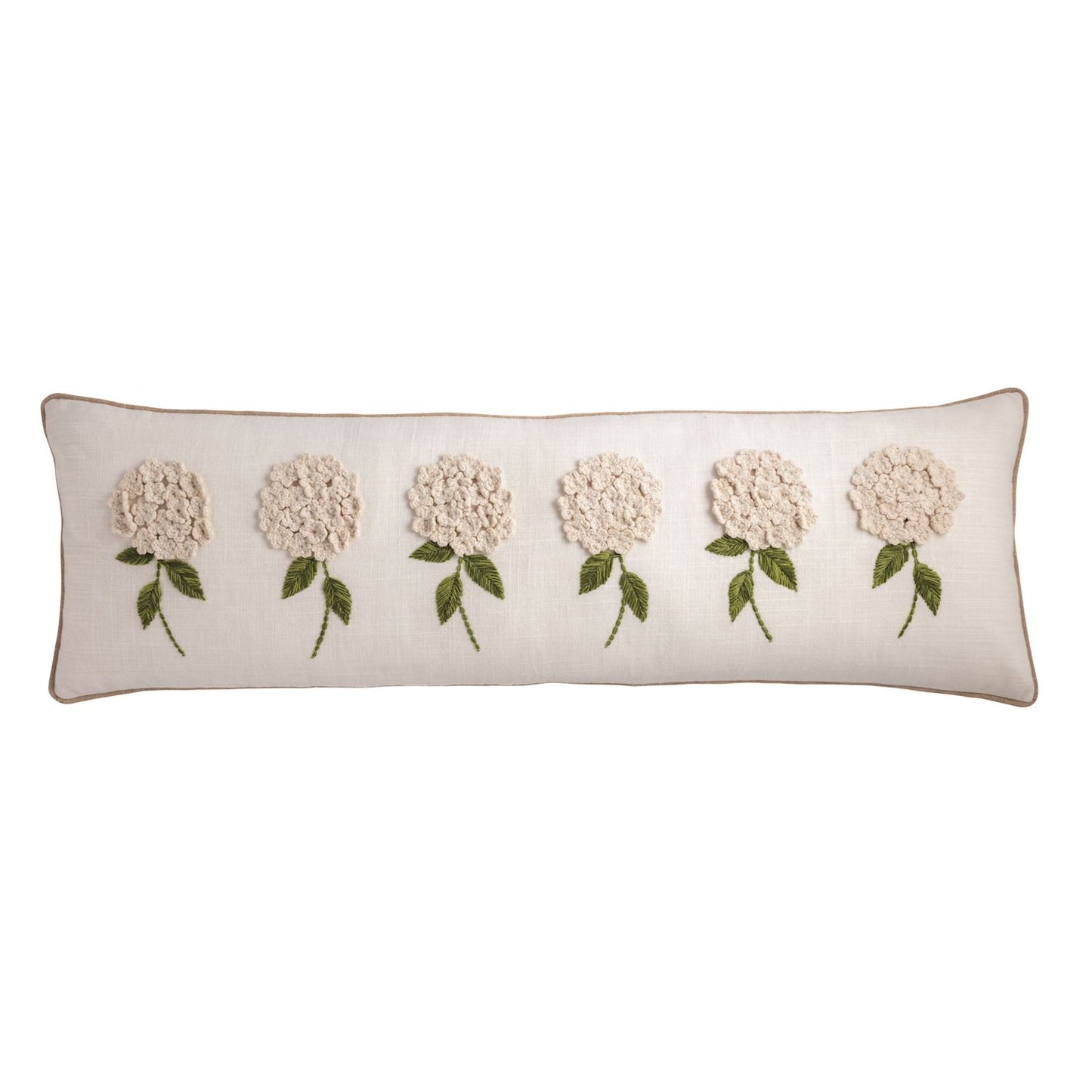 White Floral Embroidered Pillow
