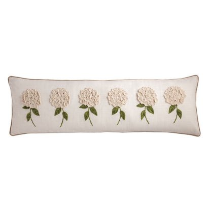 White Floral Embroidered Pillow