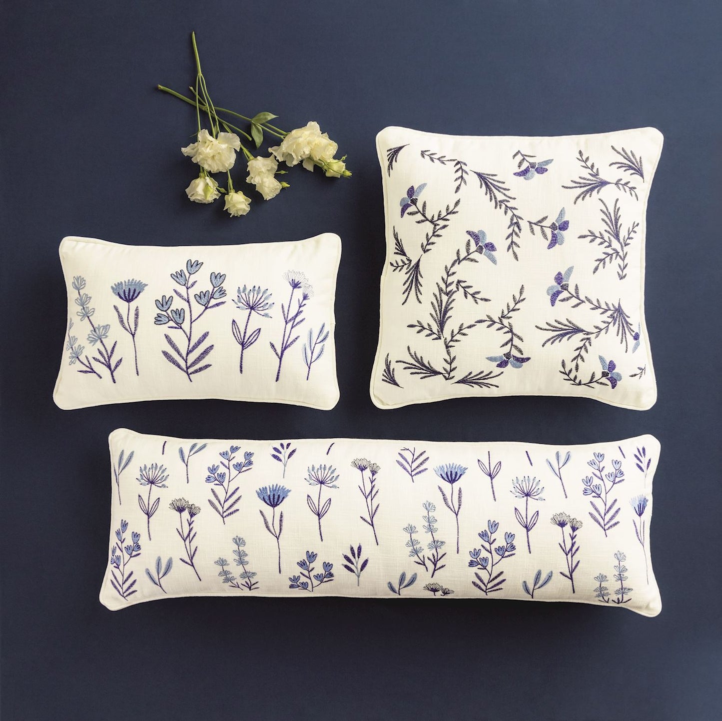 Blue Floral Long Pillow