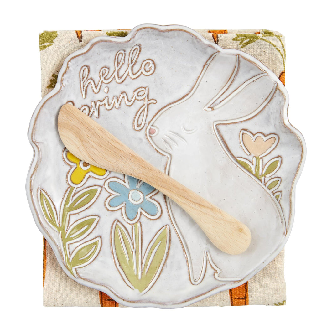 Bunny Appetizer Plate Set - Hello Spring