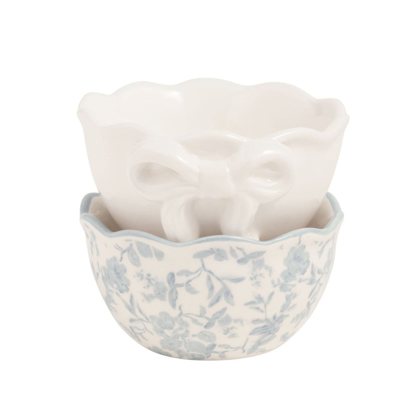 Toile & White Bow Ramekin Set