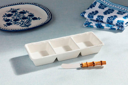 Ceramic Bamboo Triple Tidbit Set