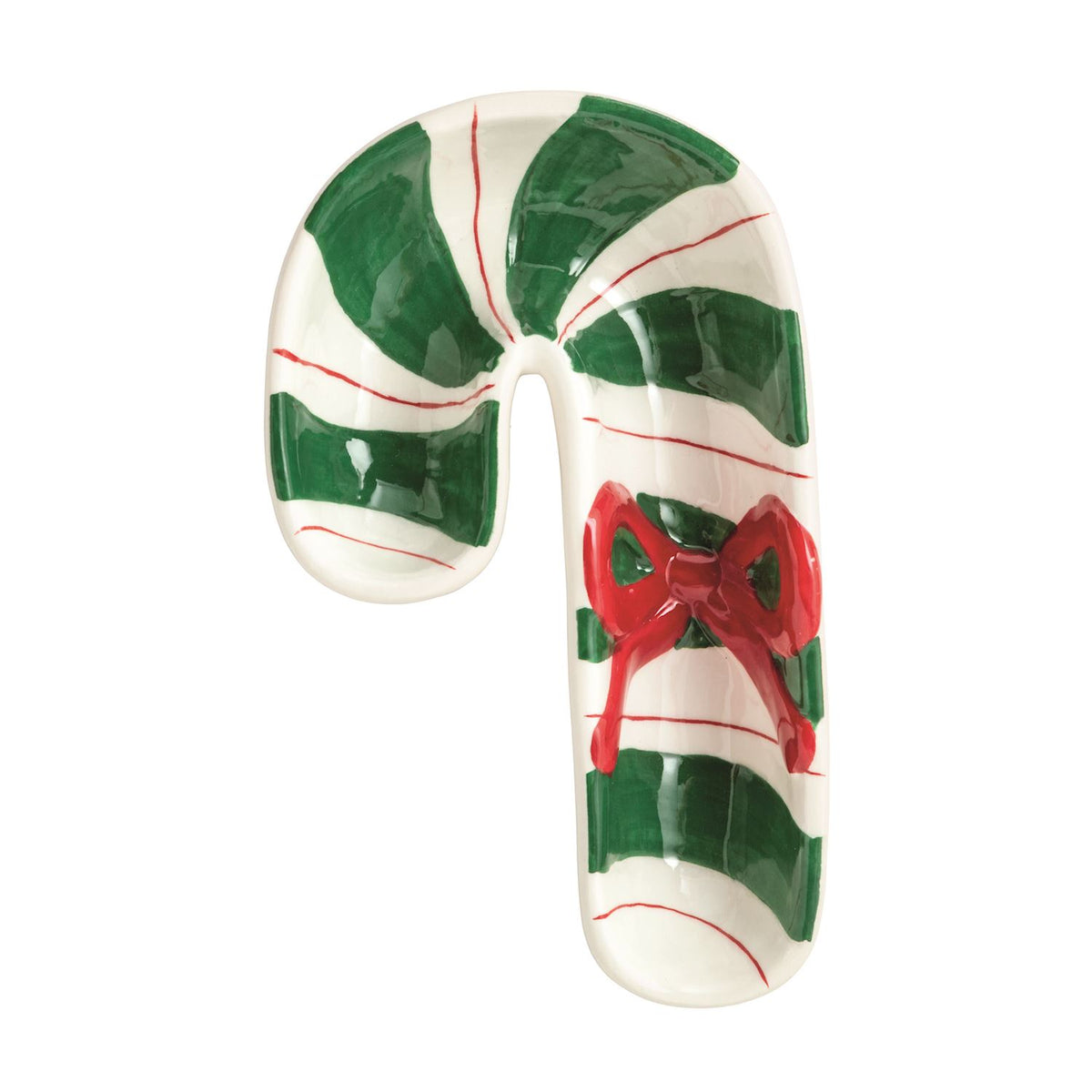 Green Candy Cane Tidbit Dish