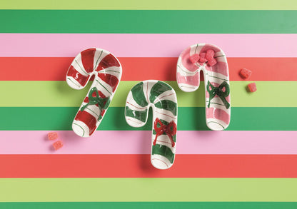 Green Candy Cane Tidbit Dish