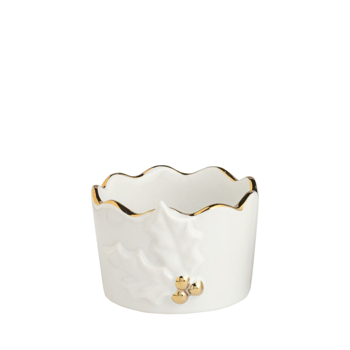 Gold Edge Tidbit Dish - Mistletoe