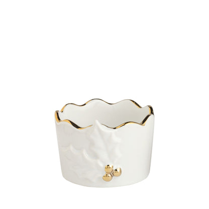 Gold Edge Tidbit Dish - Mistletoe