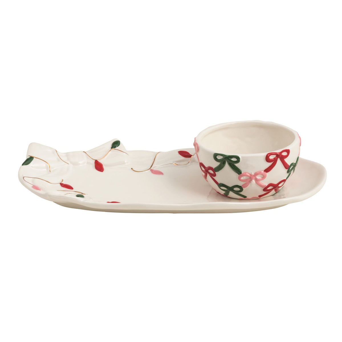 Christmas Lights Bow Tray & Tidbit Set