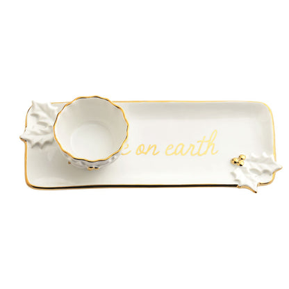 Gold Holly Tray & Tidbit Set
