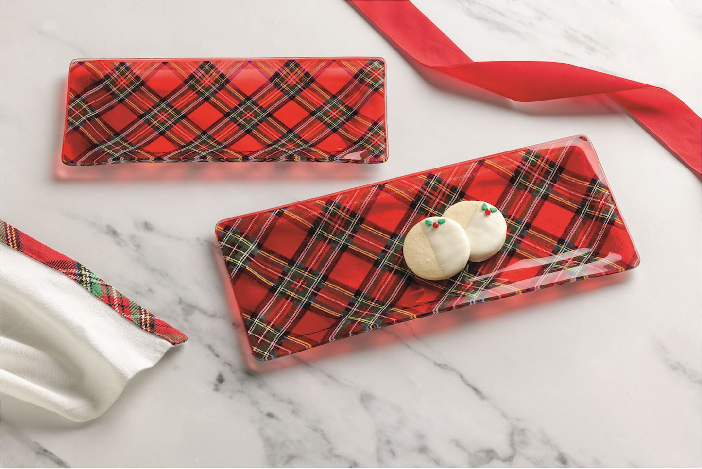 Tartan Glass Tray Set
