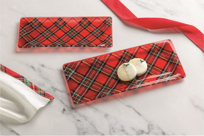Tartan Glass Tray Set