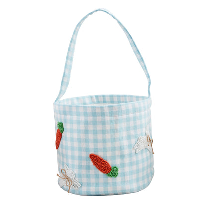 Beaded Easter Basket - Blue Gingham