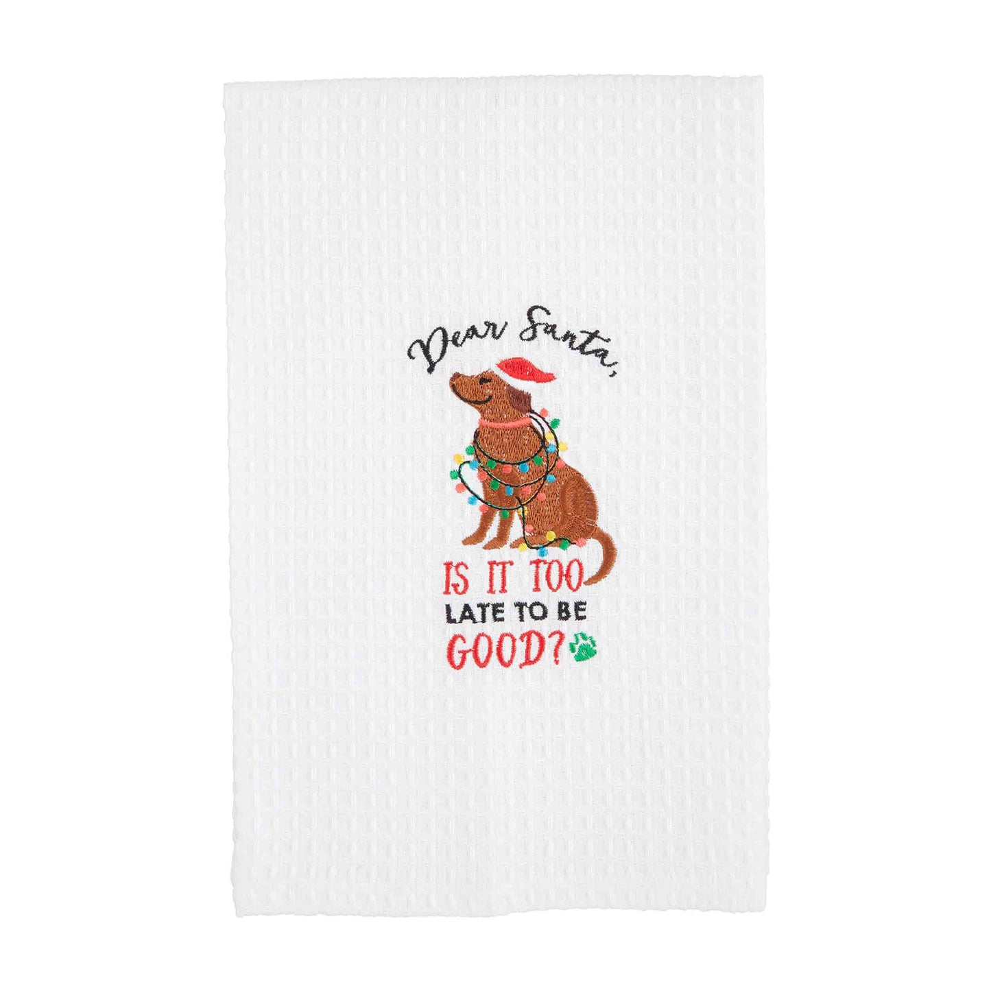 Christmas Dog Hand Towel - Too Late To Be Good