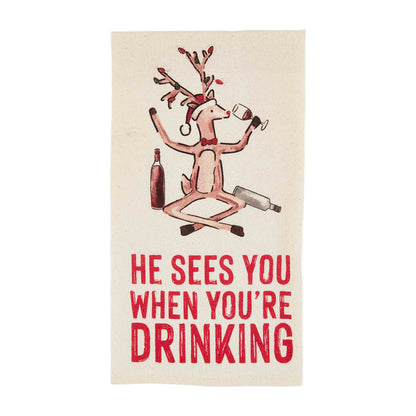 Christmas Cocktails Towel - He Sees You