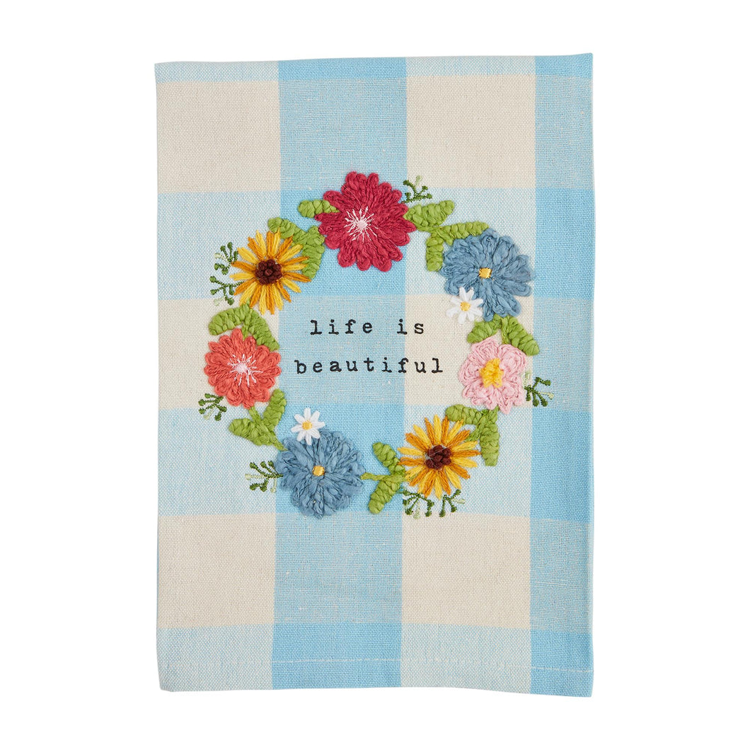 Fruity Floral Check Towel - Life Is Beautiful