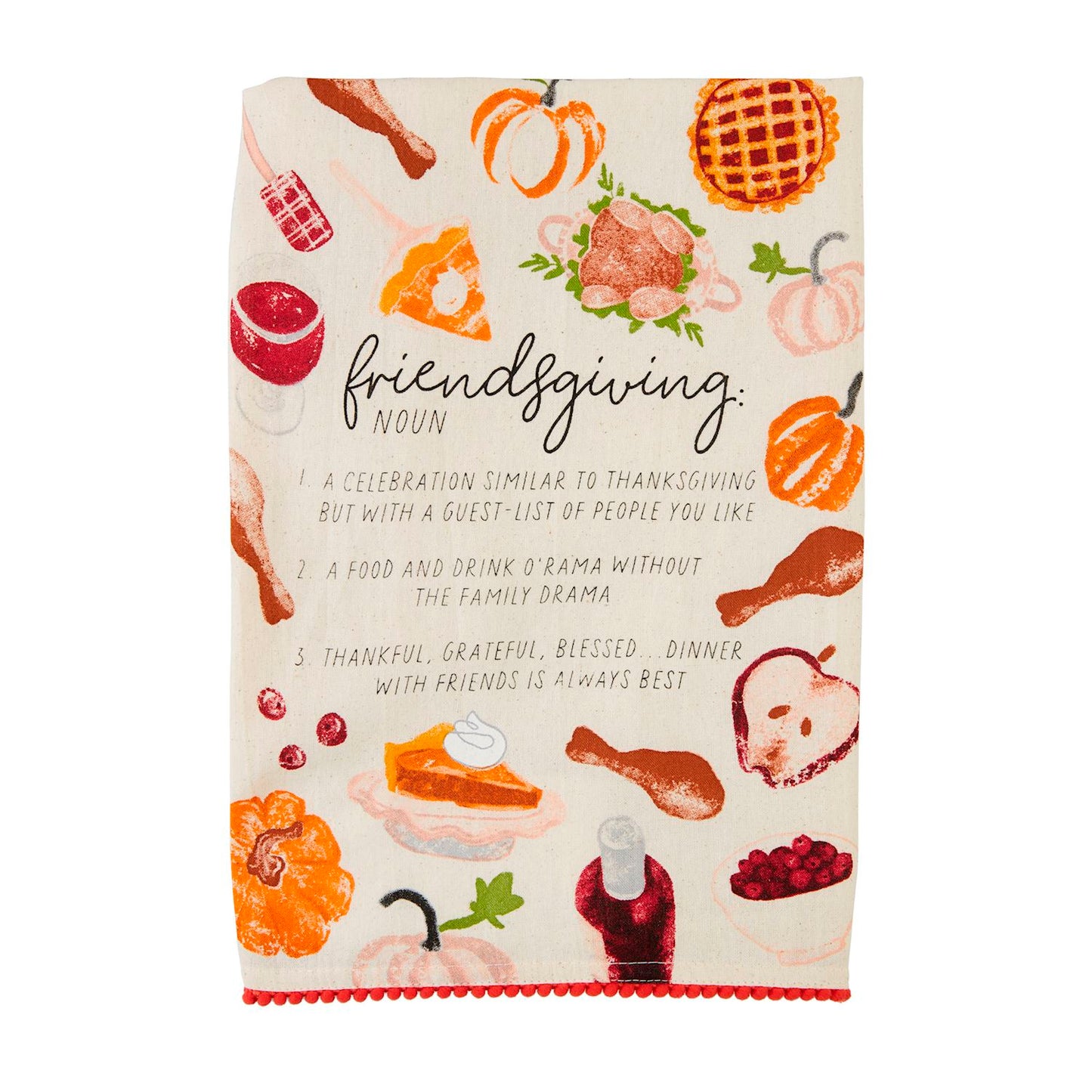 Waffle Trimmed Towel - Friendsgiving