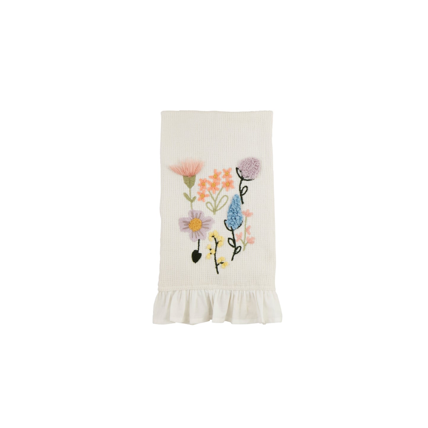 Flower Waffle Weave Towel - Pastel Collage